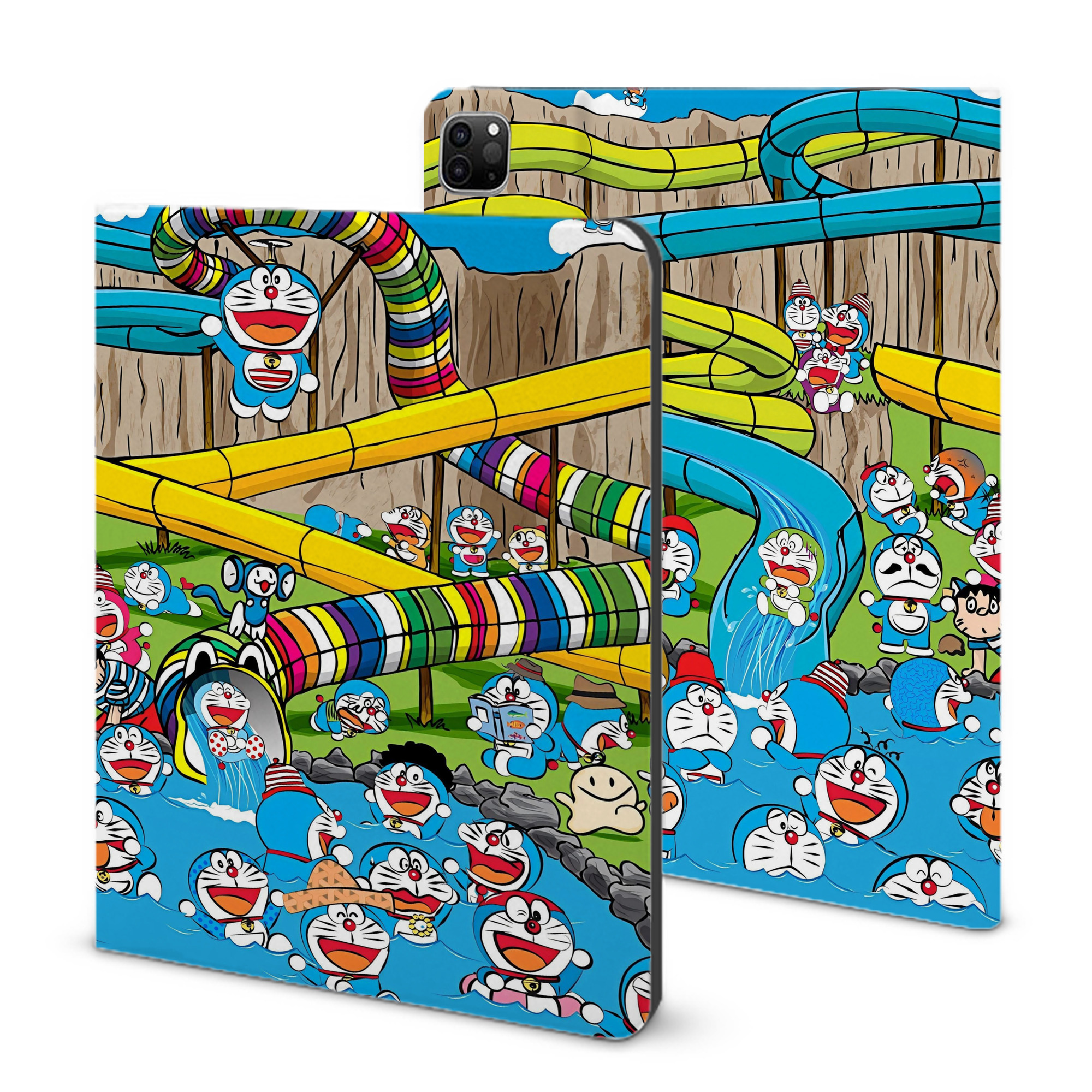 （画像用） ドラえもん Doraemon IPad ケース ブック型 PUレザー TPU 耐衝撃 軽量 薄型 ペン収納なし 全面保護 IPad 各モデル対応